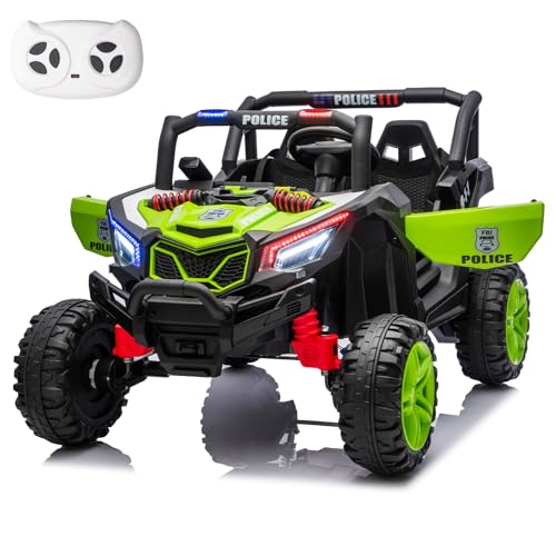 LUIBAS 24V 4X4 2-Seater Ride On UTV with Remote Control, Off-Road Ride on Car, 4WD Electric Ride On Toys for Kids Ages 3+, Side by Side Car w/LED Light, Bluetooth for Boys and Girls, Green