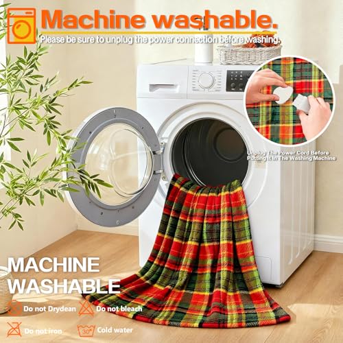 Image of Electric Blanket Heated Twin, Soft Flannel 62 inchx84 inch Plaid Heating Blanket with 8 Hours Auto Off 10 Fast Heating Levels Machine Washable Sherpa Heated Blanket with Overheating Protection