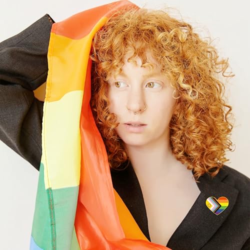 Image of 25 /50 /100 /200 pieces heart new Progress Pride Pins LGBTQ Inclusive Progressive rainbow pride flag Lapel Pin for Clothes backpack hat Decoration Souvenir gift badge bulk