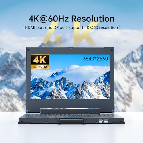 Image of MT-VIKI Portable KVM Console (Crash Cart) 15.6 inch 4K LCD, HDMI /DP /VGA, Built-in Battery, for Server & Data Center Maintenance