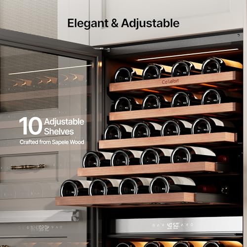 Image of Ca'Lefort 24 Inch Wine Fridge - 90 Bottle Wine Cooler Refrigerator | 55-Inch Tall Wine Cellar, Quiet Inverter Compressor, Precise 40-65F Temperature Control, Glide-Out Shelves & Storage Drawer