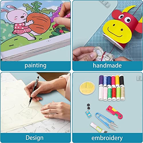 Macimo 1 Pcs Silicone Craft Mat Silicone Mat For Resin Casting Non Stick Silicone Sheet With Cleaning Cut For Oil Painting, Art (Blue) #TOP4