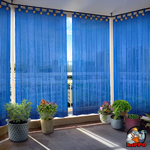 Image of HIPPO 180 GSM HDPE Outdoor Loop Curtain for Balcony & Patio Sun Blocking, UV Protection & Light-Filtering Curtains (Electric-Blue, 3FTX7.5FT, 1PC)