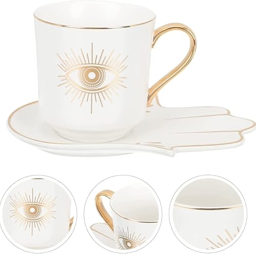 Evil Eye Hamsa - Juego de tazas de café de cerámica