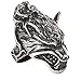 Mokiss 316L Stainless Steel Mens Fierce Black Wolf Skull Head Ring Size 7-13 Punk Jewelry