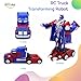 Family Smiles Kids Transforming Robot RC Truck Toys for Boys 8-13 Remote Control Car Gift Blue