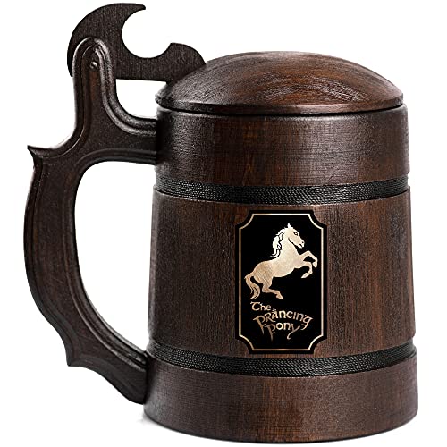 Prancing Pony Wooden Beer Mug, Beer Stein, Game Gift, Tankard