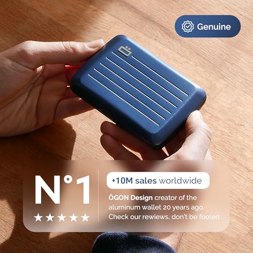 ÖGON -DESIGNS- Aluminum card holder with metal lock, RFID protection against fraud and demagnetization, compact wallet, Smart Case OSLO model3