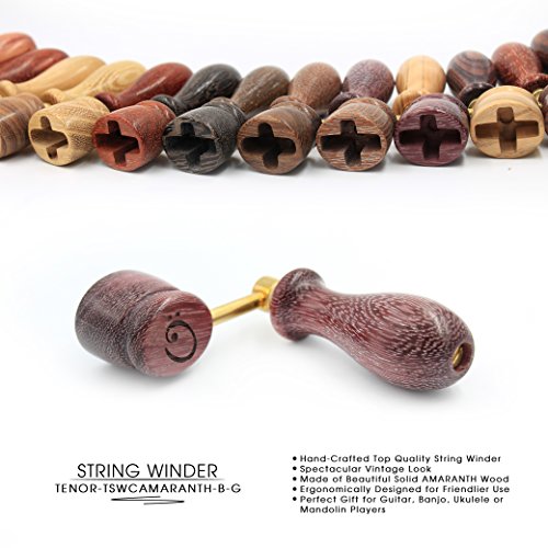 "Amaranth" Handcrafted Wooden Guitar String Winder By Tenor. Designed For Classical, Flamenco, Acoustic, Electric Guitars And Ukuleles. Made Of Solid Handpicked Amaranth Wood. Beautiful Vintage Look. #TOP4