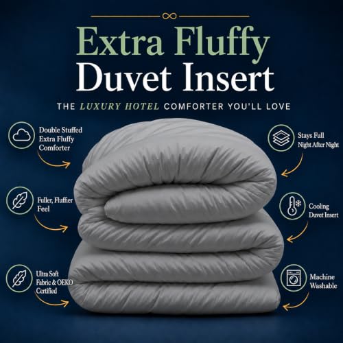 Image of The Ultimate All Season Comforter Deal Hotel Luxury Down Alternative Comforter Duvet Insert with Tabs Machine Washable (California King Grey)