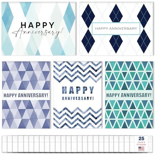 Work Anniversary Cards Bulk Greeting Set (25 Card Variety Pack