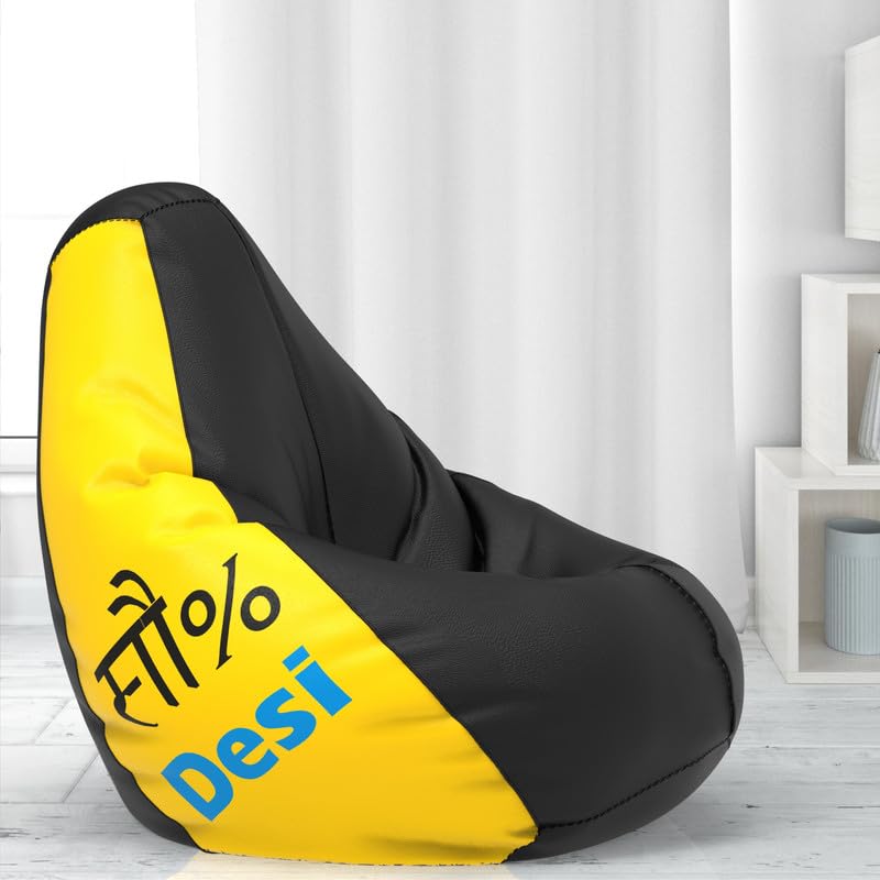 Biggie Bean Bag Cover 6XL- Official: Jack & Mayers Bean Bags - Max User Height : 6-6.5 Ft. - Weight : 99-110 Kgs(Model: 100% Desi - Black Yellow)-image-48