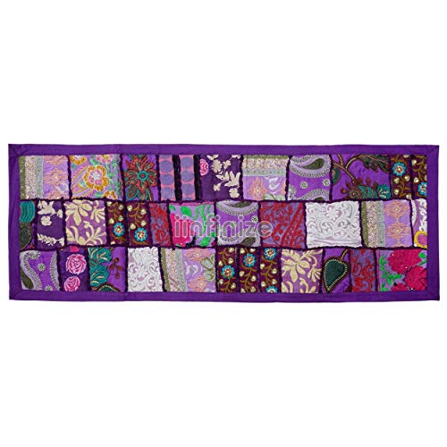 Chemin de table patchwork brodé 40x152 cm fait main pour salle à manger - 4