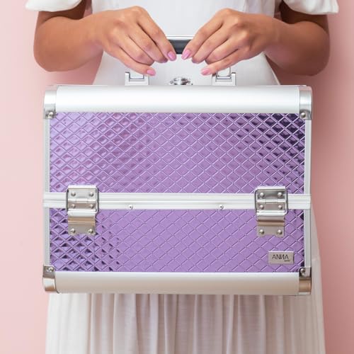 Maleta De Maquiagem Profissional Anna Make Grande Vazia - Roxa