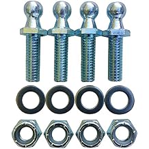 4 Pack 10mm Ball Studs with Hardware - 5/16-18 Thread x 1" Long Shank - Gas Lift Support Strut Fitting