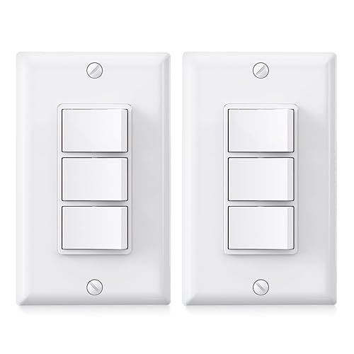 AIDA Interruptor de luz decorativa de triple paleta de un solo polo, interruptores de luz eléctricos autoconectados a tierra de 15 amperios, grado AIDA Interruptor de luz decorativa de triple paleta de un solo polo, interruptores de luz eléctricos autoconectados a tierra de 15 amperios, grado