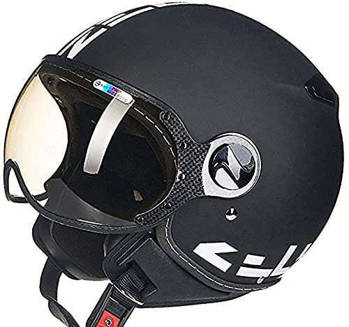 NZGMA ECE Retro Motorcycle Helmet - Retro Motorcycle Half Open-Face 3/4 Helmets for Men and Women, Street Moped Vintage Style ECE Leather Jet Helmet for Cruiser Chopper Scooter ATV Helmet (53-62