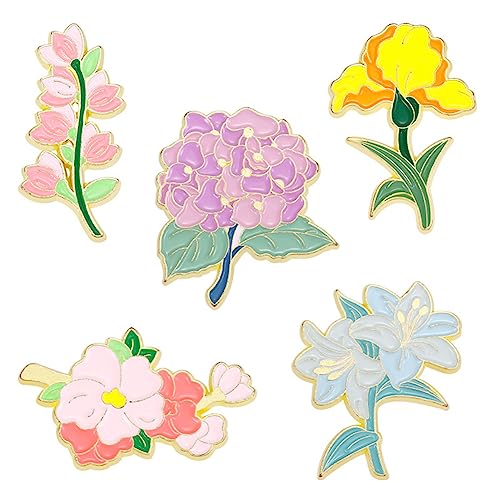 Image of Violet Lily Flowers Brooch Colorful Plant Enamel Pin Cartoon Plant Enamel Pins Gift for Women Girls Colorful Flowers Brooch Badge Pins for Dress Corsage Jackets Backpacks