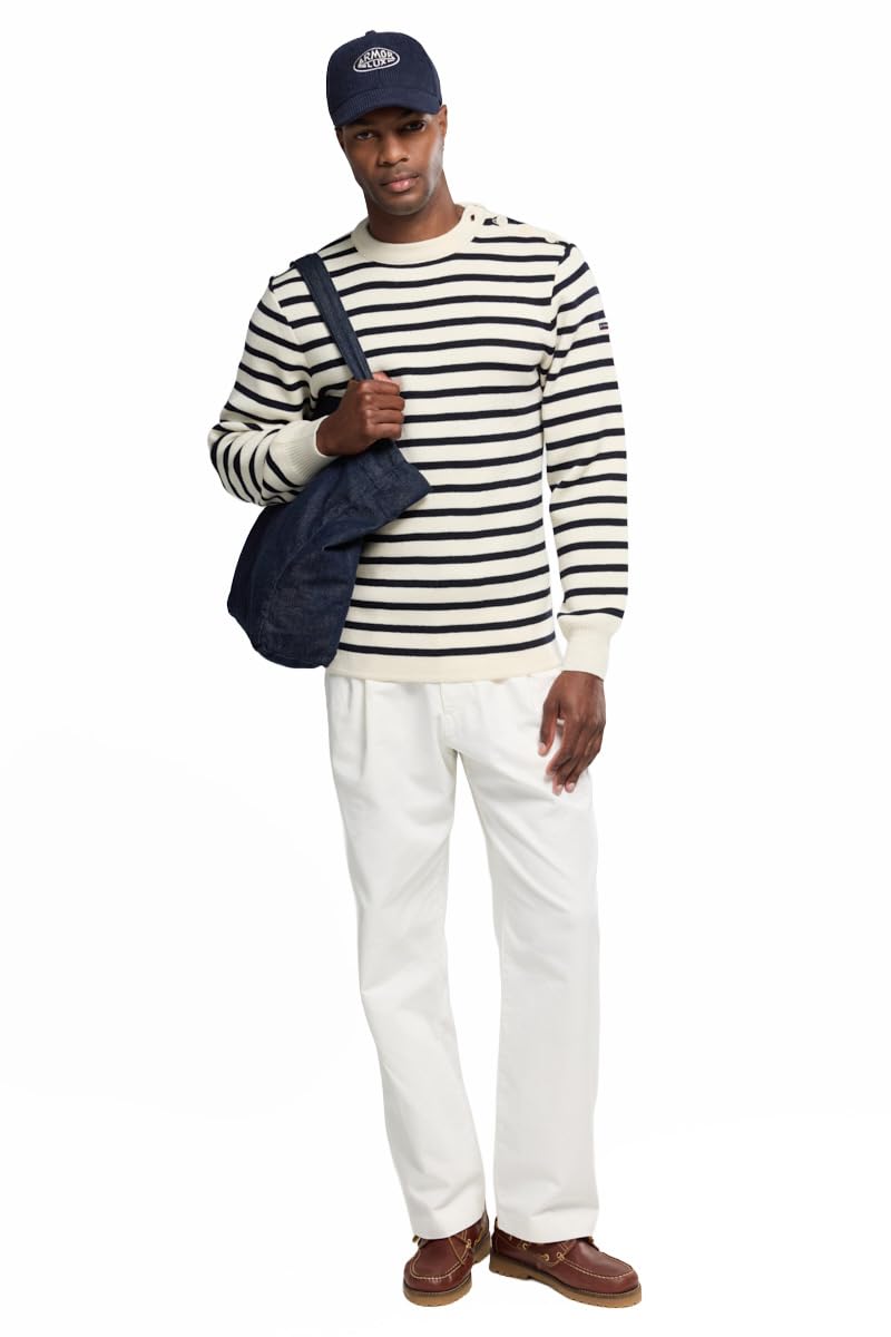 Armor Lux Herren Gestreifter Pullover im Marine-Stil Fouesnant aus Wolle Pullover