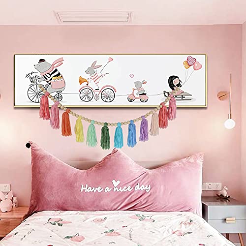 Cotton Tassel Garland Pastel Banner, Colorful Party Backdrop Decorative Wall Hangings Llama Decorations For Bedroom,Nursery Dorm Room,Birthday,Baby Shower, Girls Boho Home Decor Gift (Light 1 Pack) #TOP2