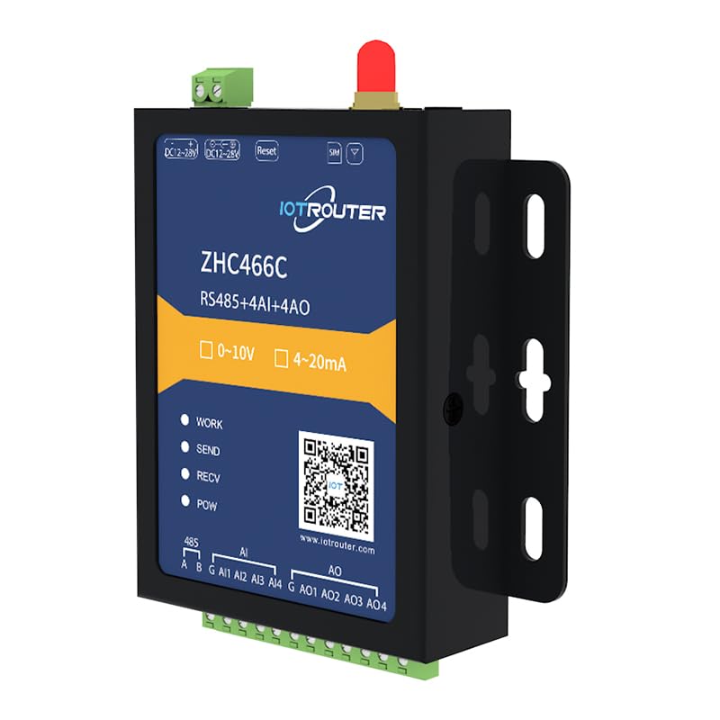 ZHC466C Serial RS485 auf Cellular 4G LTE Industrial Analog Wireless Transmission Gateway Unterstützt MQTT JSON Modbus RTU zu TCP mit 8 Ports 4-20mA Analog Interface