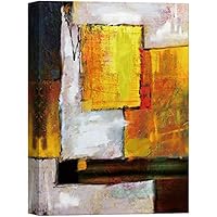 SIGNWIN Canvas Wall Art Bright Yellow Gold, Black and White Color Blocks Abstract Brushstroke Oil Painting Minimalism Modern Closeup Expressive for Living Room, Bedroom, Office - 12x18 inches