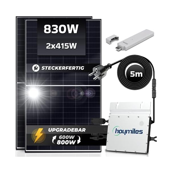 830W / 600-800W Solaranlage Balkonkraftwerk Micro Inverter Hoymiles Set Monokristallin genehmigungsfrei Solarpanel Solarmodul Photovoltaikanlage