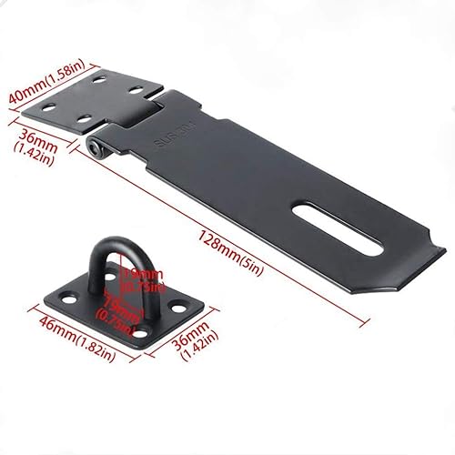 Miniatura 2 de 2 cerraduras de cerrojo para puerta, 5 pulgadas, acero inoxidable 304, cierre de seguridad, grosor de 0.075 in, negro mate