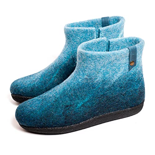 Wool Ankle Boots for Women, Handmade Felted Booties Arctic Wave2