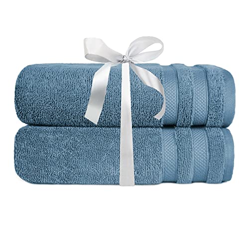 Trident Bath Towel, 650 Gsm Cotton Modal Blend, Towels For Bathroom, Super Absorbent, Zero Twist, Super Soft, Pack Of 2 Bath Towels, I'm Plush (Blue Dusk) #TOP5