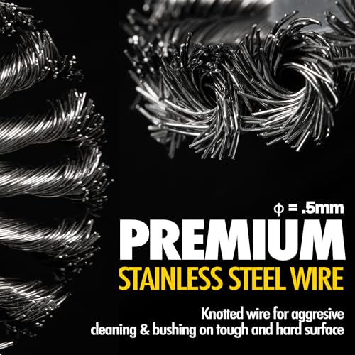 Image of 8 Inch Stainless Steel Twisted Wire Wheel for Bench Grinder with 1 /2-Inch and 5 /8-Inch Arbor, .02 inch Stainless Steel Wire