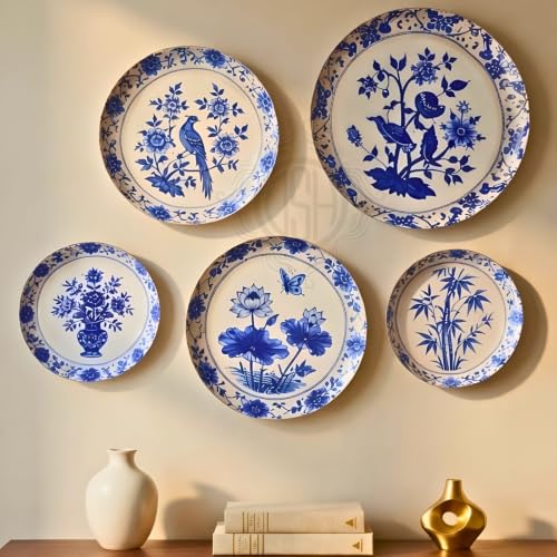 DSH Metal Decorative Wall Plates Set of 5 for Home Decor Colorful...