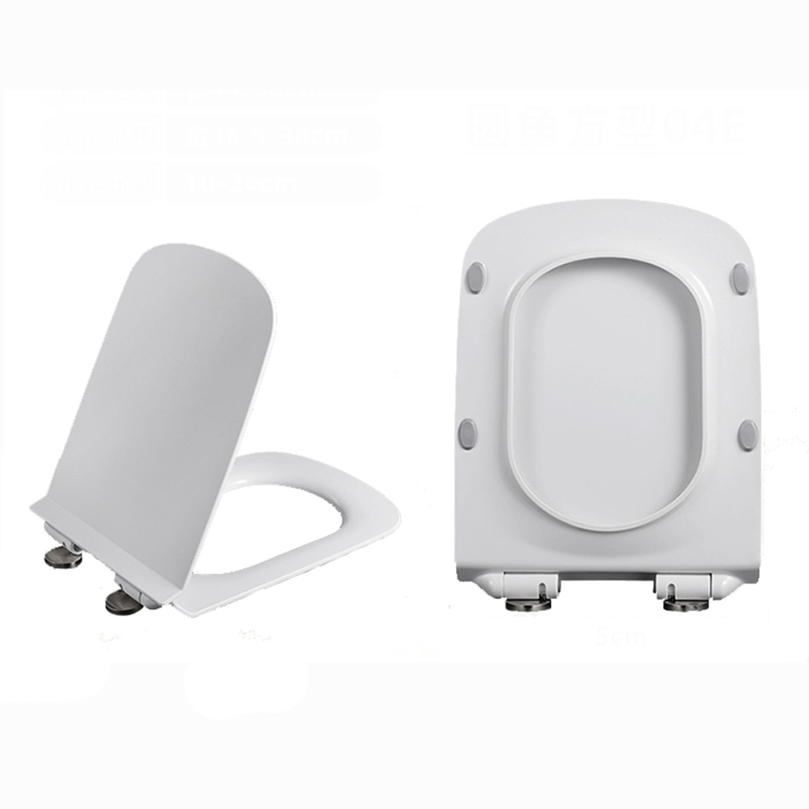 Siège de toilette à fermeture en douceur abattant WC carré rectangulaire à fixation supérieure