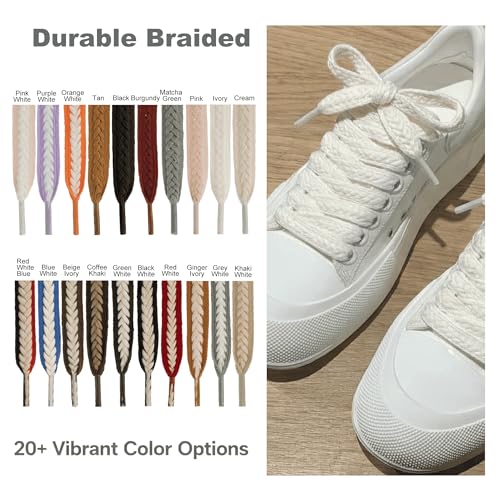 Lilybekind 3/5" Wide Thick fat shoe laces for sneakers boots flat replacement shoelaces shoe strings (Red white, 140cm) by Lilybekind - Image 6