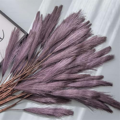 BESTORI Hierba de la Pampa Seca 8 Piezas Flores Secas 80cm Decoración de Ramo de Flores Seco para Decoracion Boho Bodas Fiesta Hogar, Rojo Vino