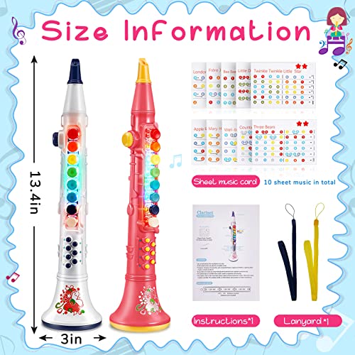 2 Pcs Interactive Clarinet Kids Clarinet Musical Instrument Toy With Lights Songs Educational Toy Instruments With 5 Volume Levels Simulation Toy Clarinet For Kids Baby Party Favors Back School Gifts #TOP1