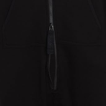 Woodies Black Onesie for Adults, Lounge Style Non-Footed Onesie Pajamas with Hoodie for Women and Men, Unisex Half Zipper PJs