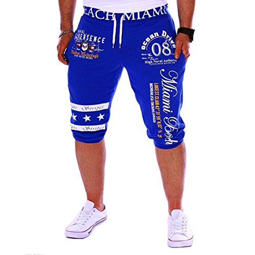 WENJHEN New Men's Pants Casual Drawstring Elastic Waist Fashion Printing Letter Loose Sports