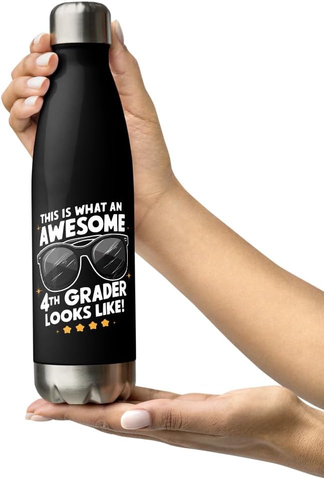 Generic Fourth Grade Back To School Stainless Steel Water Bottle, This Is What An Awesome 4th Grader Looks Like, 17 Ounce, White