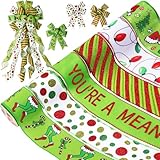 Wninbu Christmas Ribbon Wired 2.5 Inch,6 Roll 30 Yards Red and Green Christmas Ribbon for Wreaths Bows,Christmas Ribbon Wired Edge for Tree Garland DIY Xmas Crafts Christmas Decorations