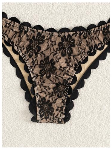 GORGLITTER Women's Floral Strapless Swimsuit Bandeau Lace High Waisted Thong Bikini Set4