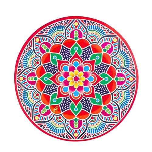 Diwali Rangoli Floor Decoration | Traditional Round Mandala & Kolam Designs with Lakshmi Charan Paduka & Kalash | Colorful Decorative Designs for Home Pooja Festivals & Parties (Artistic)