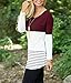 Hount Womens Back Lace Color Block Tunic Tops Long Sleeve T-shirts Blouses with Striped Hem (X-Large, Wine Red)