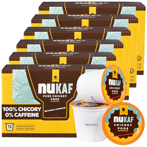 nuKAF Chicory Coffee K Cups for Keurig by Gourmanity, Caffeine Free, 72 Ct