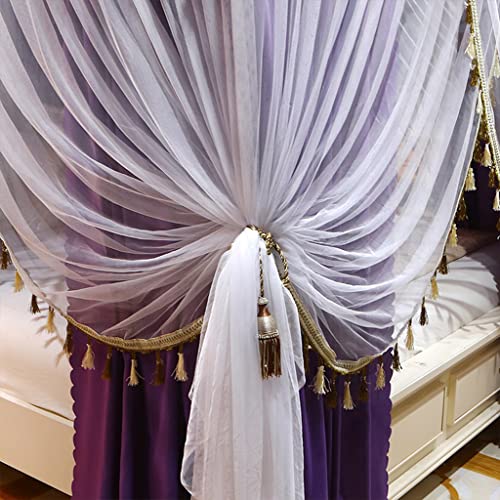 Obokidly 2-In-1 Double Protection Princess 4 Corner Post Bed Mosquito Netting & Blackout Bed Curtains Privacy Protection For Bedroom Canopies (Purple, California King) #TOP5