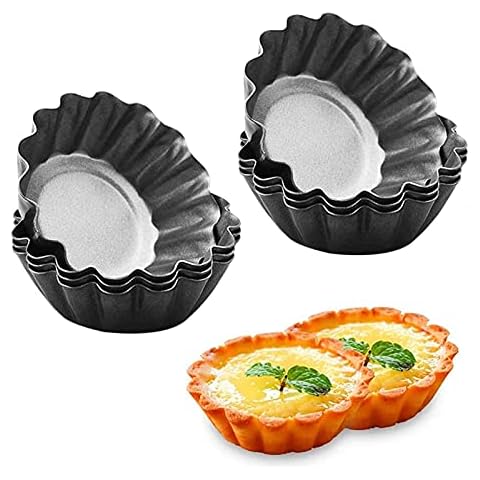 Oneroomone 8 Egg Cake Moulds, Non-Stick Egg Pie Moulds, Mini Cupcake Moulds, for Egg Cakes, Jelly, Small DIY Cakes, Biscuits Cover
