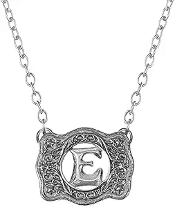 Belt Buckle Necklace Western Style Initial Letter Pendant Necklace, Decorative Belt Buckle Frame Design
