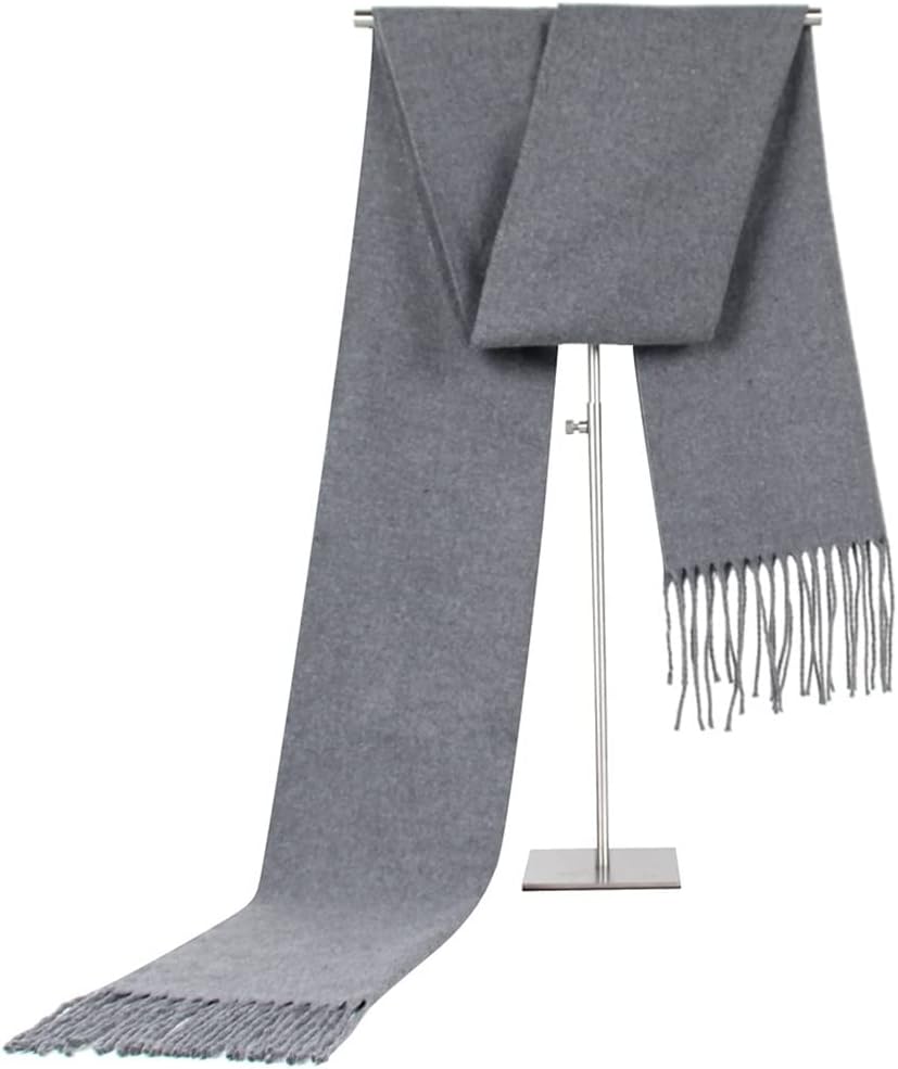 Single Solid Color Men's Scarf Imitation Cashmere Tassel Necktie Gift(C)