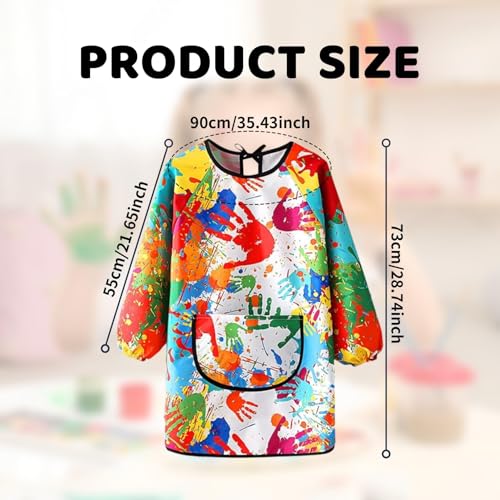 Malkittel Schule 1. Klasse,Malkittel Kinder 6-7-8-10-12 Jahre,Malschürze Kinder Malerkittel Maler Bastelschürze Bunt Kinderschürze Wasserdicht,Mit Ärmeln und Big Taschen für Kunst Malerei Kochen