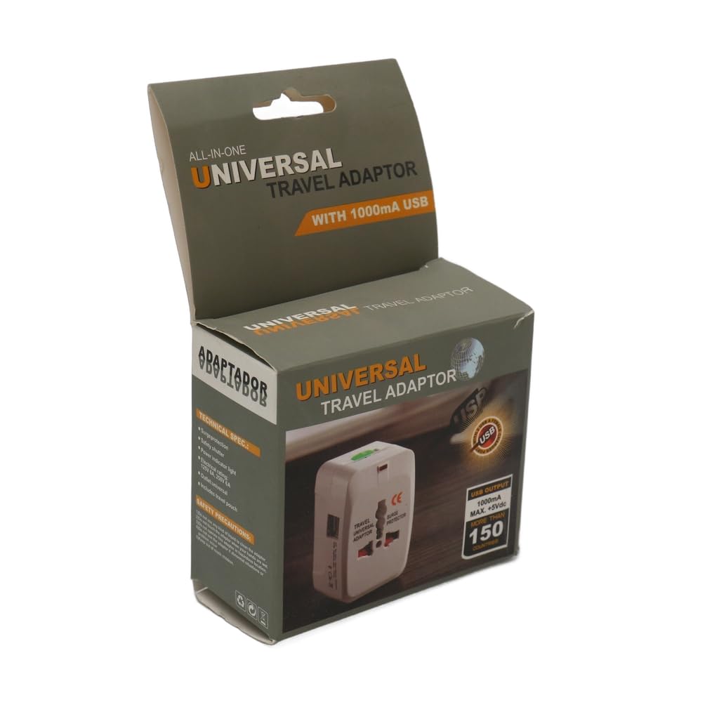 universal travel adaptor 1 piece, international plug adapter with us uk eu au compatibility, worldwide travel socket, compact portable design, safety shutter, suitable for 100–240v devices